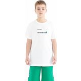 Beyaz Baskı Detaylı O Yaka Standart Kalıp Erkek Çocuk T-Shirt - 11117