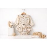 Beyaz Bebe Kız Bebek Natural Rampır Gömlek Takım - 18 – 24 AY - Kahve - Açık Kahve