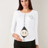 Beyaz Bebek Baskılı Hamile Body
