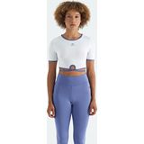Beyaz Bel Bağlama Detaylı O Yaka Standart Kalıp Dalgıç Kumaş Kadın Crop T-Shirt - 97266
