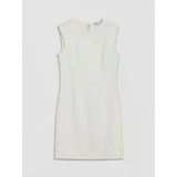 Beyaz Belden Oturtmalı Mini Jean Elbise