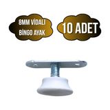 Beyaz Bingo Ayarlanabilir Ayak 8mm Vidalı Masa Ayağı(Takım)(En Düşük YÜK:13MM En Büyük YÜK:22MM) - BEYAZ - 10 ADET