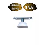 Beyaz Bingo Ayarlanabilir Ayak 8Mm Vidalı Masa Ayağı(Takım)(En Düşük Yük:13mm En Büyük Yük:22mm) Beyaz Beyaz - 8 Adet