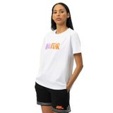 Beyaz Bisiklet Yaka Baskılı Kadın T-Shirt W50066