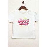 Beyaz Bisiklet Yaka Baskılı Kısa Kollu Kız Çocuk Tişört/t-Shirt - 10 - 11 Yaş