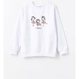 Beyaz Bisiklet Yaka Kız Çocuk Sweatshirt - 10 - 11 Yaş