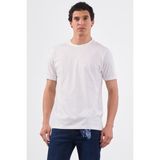 Beyaz Bisiklet Yaka Pamuklu Düz Renk Slim Fit Erkek T-shirt - 2XL