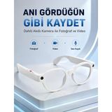 Beyaz Bluetooth Akıllı Gözlük Dahili Kameralı Fotoğraf Video Kayıt Yapay Zeka Çeviri Dokunmatik Kontrol Özellikli