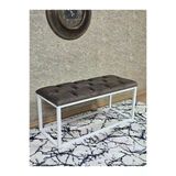 Beyaz Boyalı Diktörtgen 100 Cm X 40 Cm Oturak Puf - Bench - Makyaj Oturağı - Oturak Kahverengi Renk 100 X 40 Boyut/Ebat