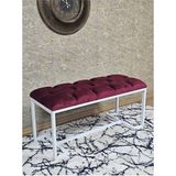 Beyaz Boyalı - L - Ayaklı 100 cm x 38 cm Oturak - Bench - Makyaj Taburesi - Makyaj Oturak Bordo Renk 100 x 40 Boyut/ebat - Renkli