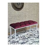 Beyaz Boyalı - L - Ayaklı 100 Cm X 38 Cm Oturak - Bench - Makyaj Taburesi - Makyaj Oturak Bordo Renk 100 X 40 Boyut/Ebat