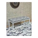Beyaz Boyalı - L - Ayaklı 100 Cm X 38 Cm Oturak - Bench - Makyaj Taburesi - Makyaj Oturak Gri Renk 100 X 40 Boyut/Ebat
