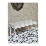 Beyaz Boyalı - L - Ayaklı 100 Cm X 38 Cm Oturak - Bench - Makyaj Taburesi - Makyaj Oturak Krem Renk 100 X 40 Boyut/Ebat