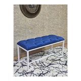 Beyaz Boyalı - L - Ayaklı 100 Cm X 38 Cm Oturak - Bench - Makyaj Taburesi - Makyaj Oturak Mavi Renk 100 X 40 Boyut/Ebat