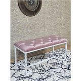 Beyaz Boyalı - L - Ayaklı 100 cm x 38 cm Oturak - Bench - Makyaj Taburesi - Makyaj Oturak Pembe Renk 100 x 40 Boyut/ebat - Renkli