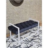 Beyaz Boyalı Metal 80 cm Puf Bench - Antre Puf - Hol Bench - Puf - Oturak - Bench Füme Renk 90 x 45 Boyut/ebat - Renkli