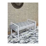 Beyaz Boyalı Metal 80 Cm Puf Bench - Antre Puf - Hol Bench - Puf - Oturak - Bench Gri Renk 90 X 45 Boyut/Ebat