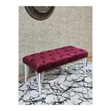 Beyaz Boyalı Tel Ayaklı 90 Cm Puf Bench - Puf - Bench - Kasalı Oturak - Oturak - Yatak Ucu Puf Bordo Renk 90 X 41 Boyut/Ebat