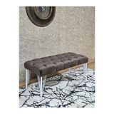 Beyaz Boyalı Tel Ayaklı 90 Cm Puf Bench - Puf - Bench - Kasalı Oturak - Oturak - Yatak Ucu Puf Kahverengi Renk 90 X 41 Boyut/Ebat