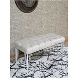 Beyaz Boyalı Tel Ayaklı 90 cm Puf Bench - Puf - Bench - Kasalı Oturak - Oturak - Yatak Ucu Puf Krem Renk 90 x 41 Boyut/ebat - Renkli
