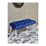 Beyaz Boyalı Tel Ayaklı 90 Cm Puf Bench - Puf - Bench - Kasalı Oturak - Oturak - Yatak Ucu Puf Mavi Renk 90 X 41 Boyut/Ebat