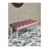 Beyaz Boyalı Tel Ayaklı 90 Cm Puf Bench - Puf - Bench - Kasalı Oturak - Oturak - Yatak Ucu Puf Pembe Renk 90 X 41 Boyut/Ebat