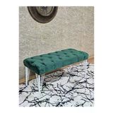 Beyaz Boyalı Tel Ayaklı 90 Cm Puf Bench - Puf - Bench - Kasalı Oturak - Oturak - Yatak Ucu Puf Yeşil Renk 90 X 41 Boyut/Ebat