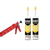 Beyaz Boyanabilir Silikonize Mastik silikon tabanca seti 500gr x 2 adet silikon ve tabancası Seti