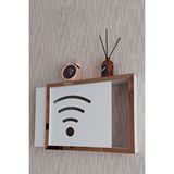 Beyaz-bronz 30x40x7 Cm Wifi Amblemli Duvara Asılabilir Sigorta Ve Modem-wifi Saklama Kutusu! Saklama Kutusu