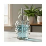 Beyaz Bubble Cam Sıvı Sabunluk - 450 ml Kabartmalı Şık Banyo ve Mutfak Sabunluğu (7X12 Cm) (5067 - Şeffaf) - 0,25 gr