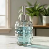 Beyaz Bubble Design Cam Sıvı Sabunluk - 450 Ml Kabartmalı Şık Banyo Ve Mutfak Sabunluğu (7X12 Cm) (5067 - Şeffaf)