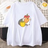 Beyaz Çan Biber Kiraz Domates ve Ko Desen Klasik Harajuku Karikatür Kawaii Baskı - XL