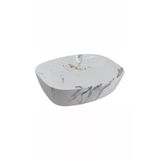 Beyaz Çanak Lavabo Mermer Desenli Seramik Lavabo 48*37 Ölçü Çanak