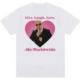 Beyaz Canlı Gülmek Aşk Dünya Çapında Pitbull Hip Hop Retro Unisex Gra