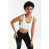 Beyaz Çapraz Sırt Detaylı Slim Fit U Yaka Pedli Kadın Spor Büstiyer - 97121 | S