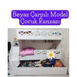 Beyaz Çarpılı Model Çocuk Ranzası