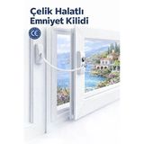 Beyaz Çelik Halatlı Pencere Kilidi Emniyet Kilidi Çocuk Güvenlik Kilidi Cam Balkon Kapı Kilidi