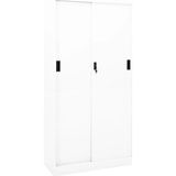 Beyaz Çelik Kilitli Ofis Dolabı, Sürgülü Kapı, 90 x 40 x 180 Cm, 4 Ayarlanabilir Raf, Evrak Saklama ve Dosya Düzenleyici, Ev ve Ofis Kullanımı Için - Standart - Çok Renkli