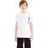 Beyaz Cep Detaylı O Yaka Standart Kalıp Erkek Çocuk T-Shirt - 11120