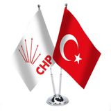 Beyaz, CHP ve Türkiye - İkili Saten Masa Bayrağı