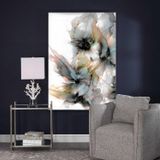 Beyaz Çiçekler Yağlı Boya Dokulu Tablo 90X120 Gold Çerçeveli