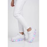 Beyaz Cırtlı Ortopedik Işıklı Unisex Çocuk Patenli Spor Ayakkabı Glow F