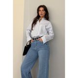 Beyaz Çizgili Kadın Gömlek MG2410 - XL