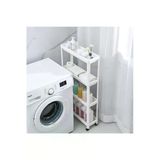 Beyaz Cok Amacli 4 Katli Banyo Organizer Raf Tekerlekli