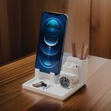 Beyaz Çok Amaçlı Masa Organizeri, Telefon, Saat, Anahtar, Kalem Düzenleyici
