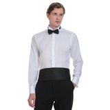 Beyaz Comfort Fit Ata Yaka 100% Pamuk Uzun Kollu Damatlık Gömlek