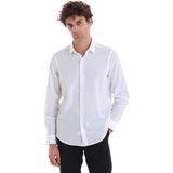 Beyaz Comfort Fit Düz 100% Pamuk Slim Yaka Uzun Kollu Spor Gömlek | XS