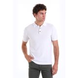 Beyaz Comfort Fit Düz Polo Yaka Rayon Tişört