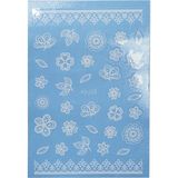 Beyaz dantel Çiçekler Desenli Su Transferli Nail Art Süsü-Tırnak Decal Sticker