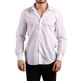 Beyaz Dar Kesim Slim Fit Uzun Kol Düz Renk Erkek Gömlek - 151-1